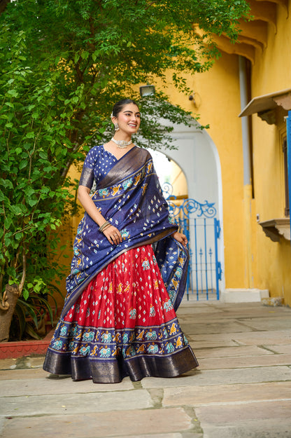 DEIANA'S Jacquard With Jari Lining With Print Lehenga Choli