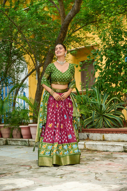 DEIANA'S Jacquard With Jari Lining With Print Lehenga Choli