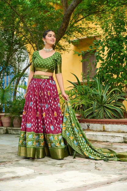 DEIANA'S Jacquard With Jari Lining With Print Lehenga Choli