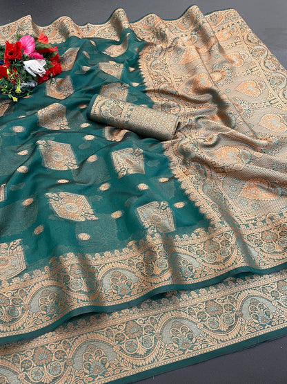 Organza Silk Saree for Women with Trendy Wedding Style in Cotton, Fancy, Art Silk, and Soft Silk Blend Saree