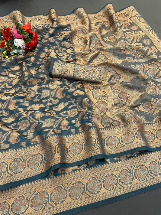 Organza Silk Saree for Women with Trendy Wedding Style in Cotton, Fancy, Art Silk, and Soft Silk Blend Saree