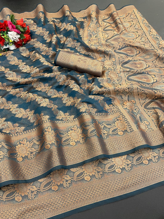 Organza Silk Saree for Women with Trendy Wedding Style in Cotton, Fancy, Art Silk, and Soft Silk Blend Saree