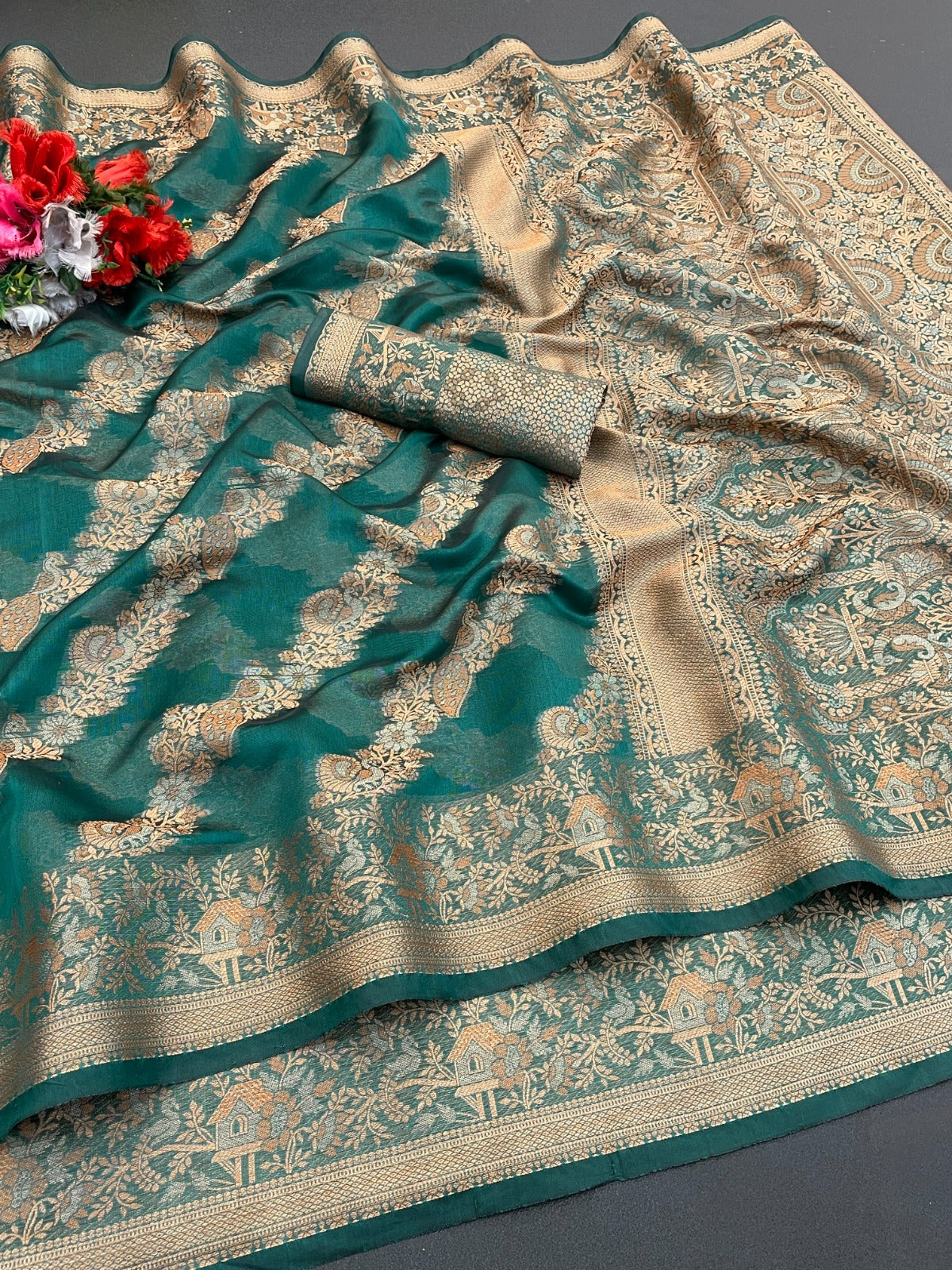 Organza Silk Saree for Women with Trendy Wedding Style in Cotton, Fancy, Art Silk, and Soft Silk Blend Saree