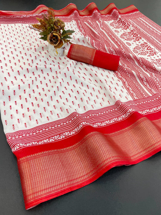 FANCY DOLA DESIGNER FLORAL PRINT WITH JACQUARD BORDER