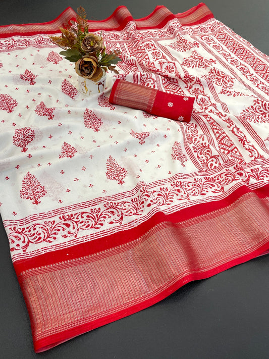 FANCY DOLA DESIGNER FLORAL PRINT WITH JACQUARD BORDER