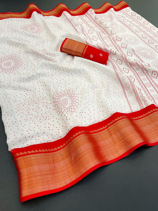 FANCY DOLA DESIGNER FLORAL PRINT WITH JACQUARD BORDER
