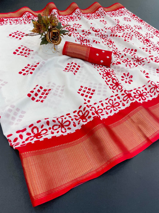 FANCY DOLA DESIGNER FLORAL PRINT WITH JACQUARD BORDER