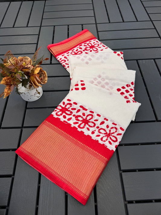 FANCY DOLA DESIGNER FLORAL PRINT WITH JACQUARD BORDER