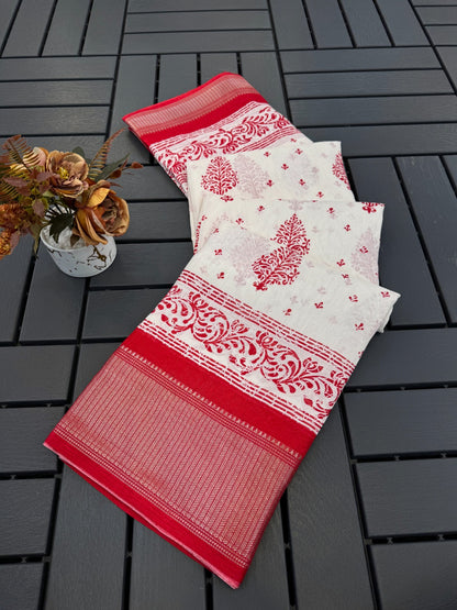 FANCY DOLA DESIGNER FLORAL PRINT WITH JACQUARD BORDER