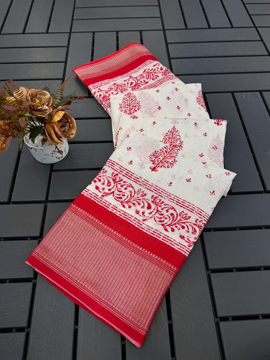 FANCY DOLA DESIGNER FLORAL PRINT WITH JACQUARD BORDER