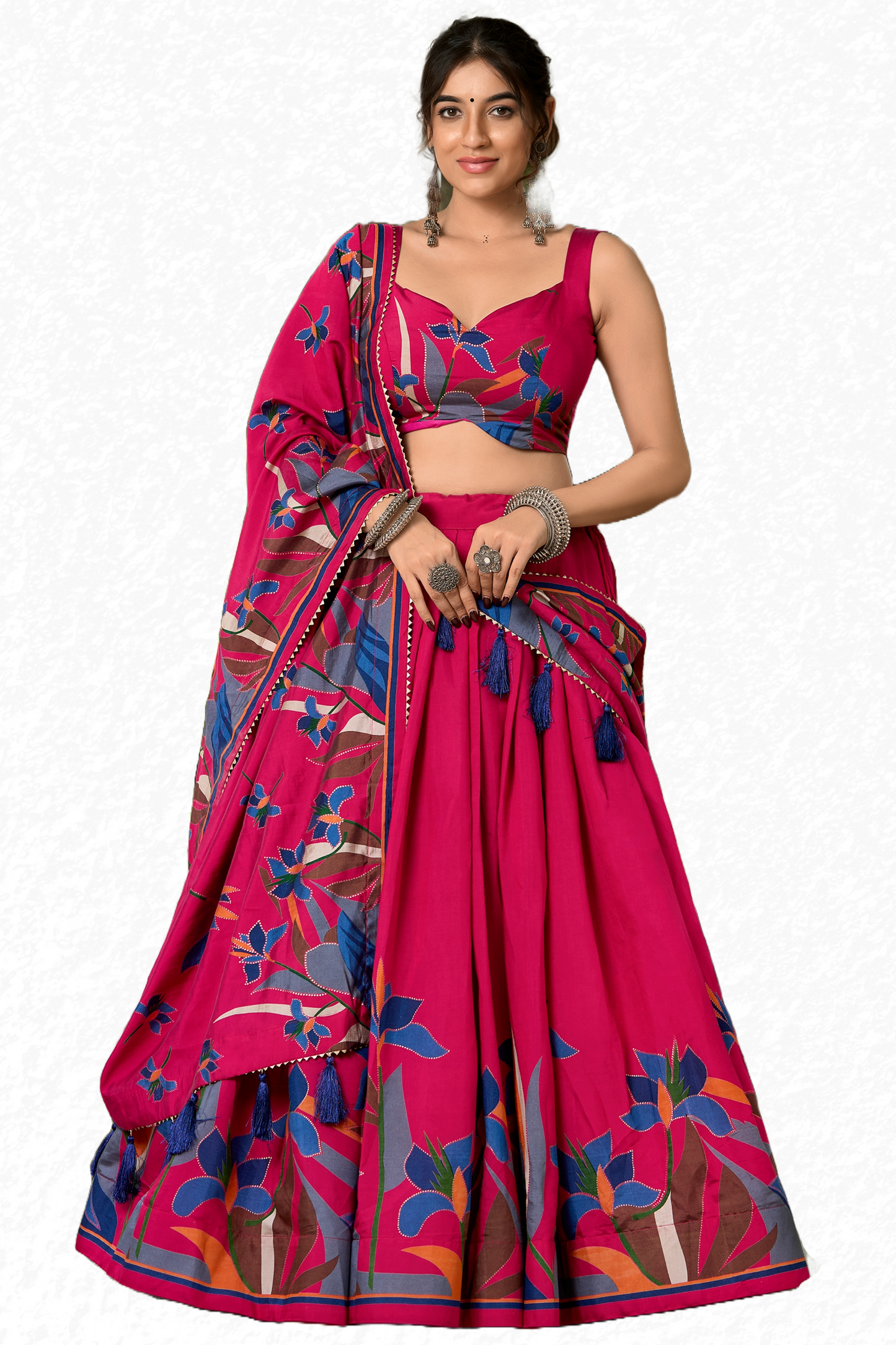 Elegant Floral Print Lehenga Choli with Dupatta Floral Ethnic Lehenga Set – Perfect for Celebrations & Occasions