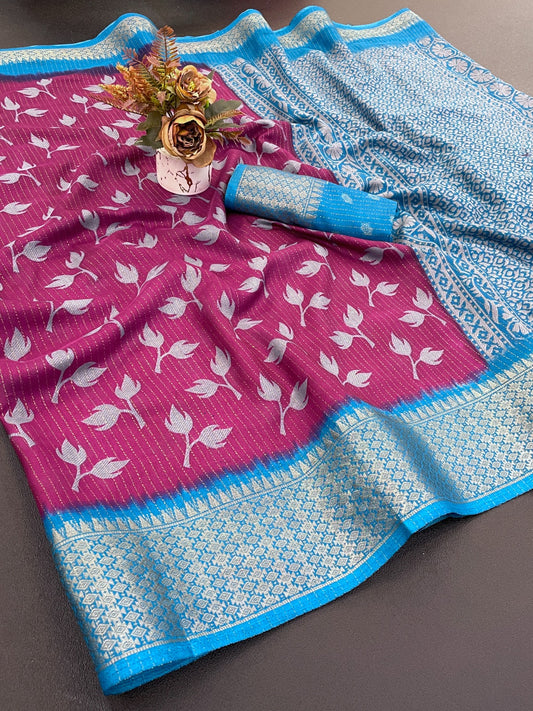 Soft dola saree With Beautiful flower Design…