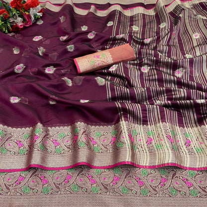 Banarasi Silk Saree for Women with Trendy Wedding Style in Cotton, Fancy, Art Silk, and Soft Silk Blend Maroon Saree