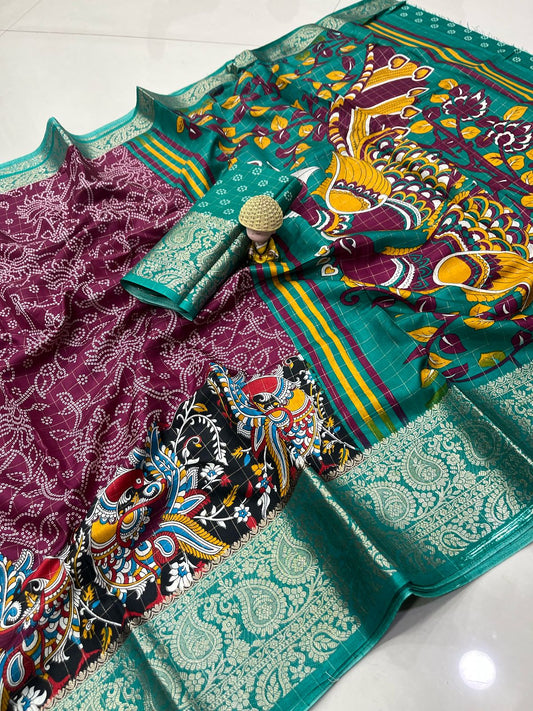Dola Silk Saree With Jacquard Gap Bodar desain print