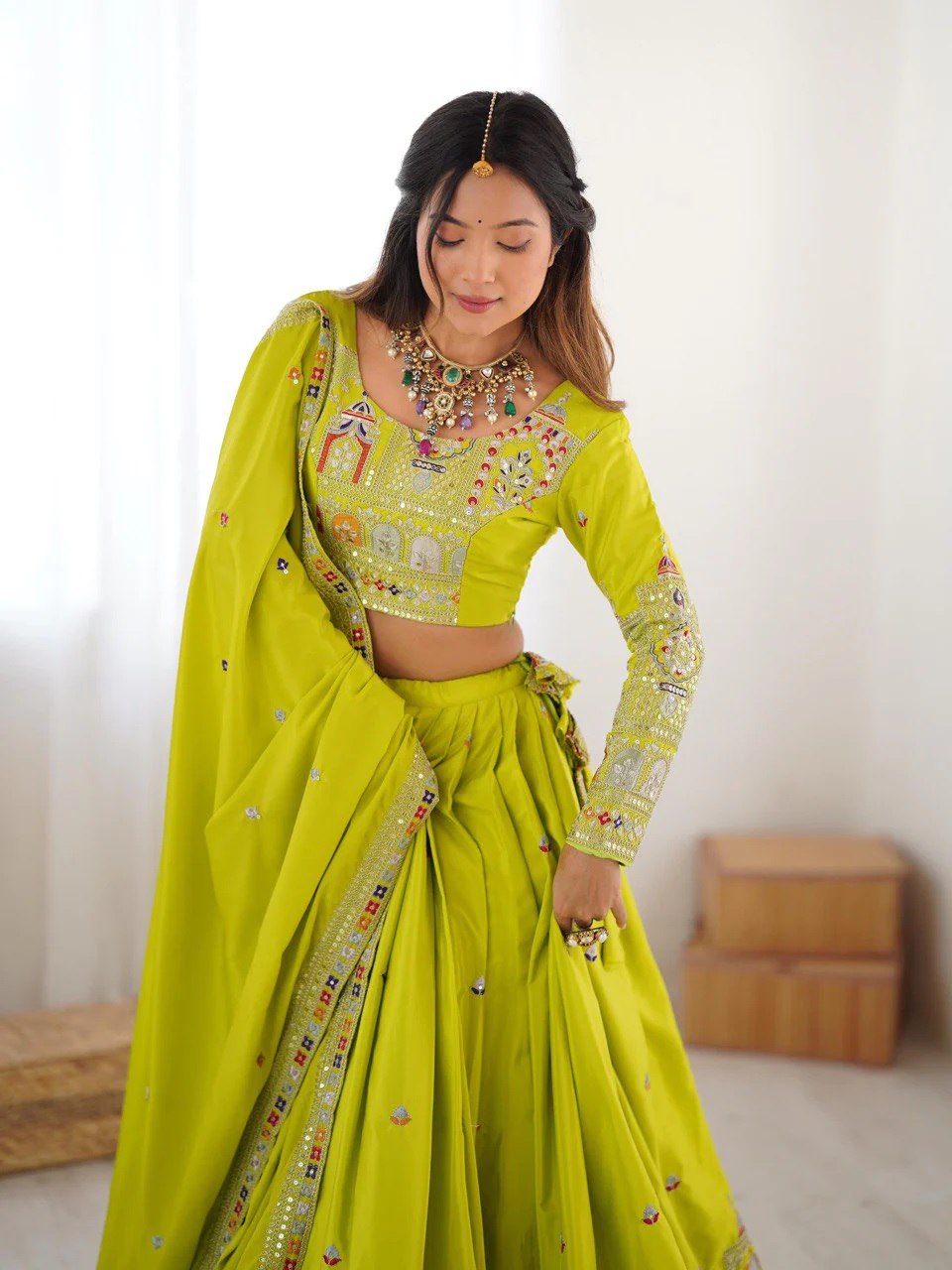 Beautifully Full Stitched Embroidered Designer Lahenga Choli