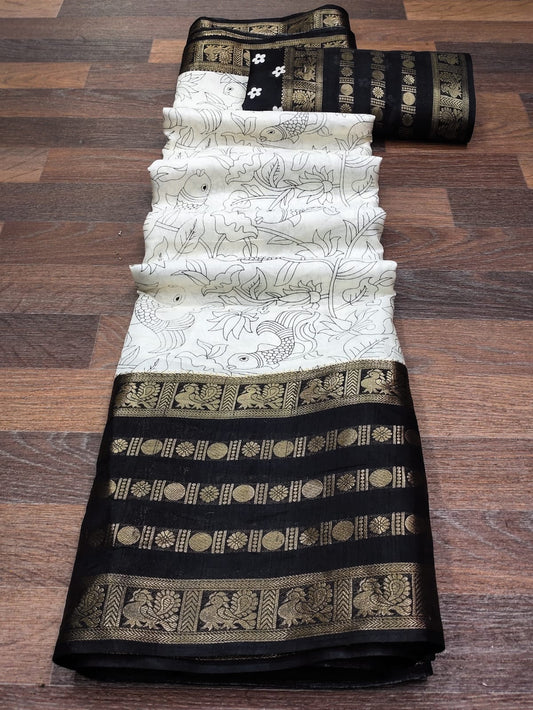 Soft Dola Silk Saree With Jacquard Gap Border