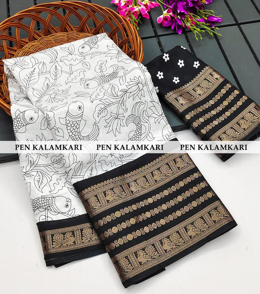 Soft Dola Silk Saree With Jacquard Gap Border