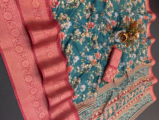 Darji Cotton Linen Digital Printed Silk Saree