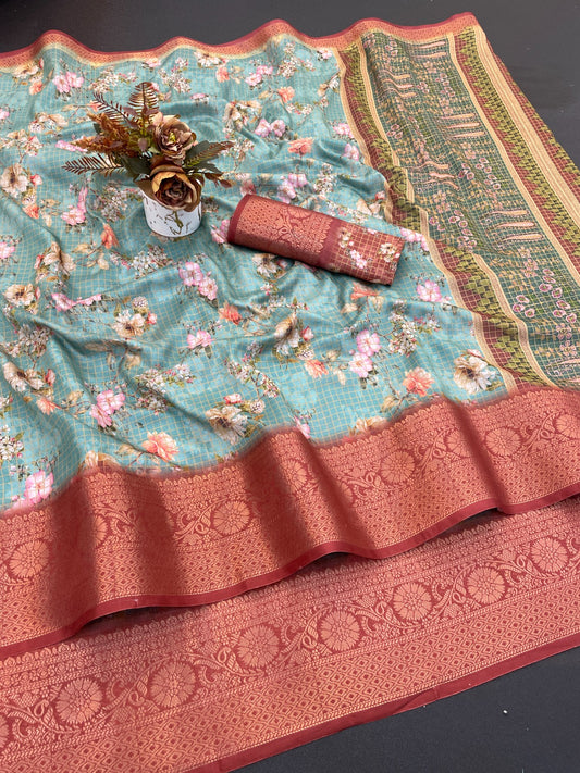 Darji Cotton Linen Digital Printed Silk Saree