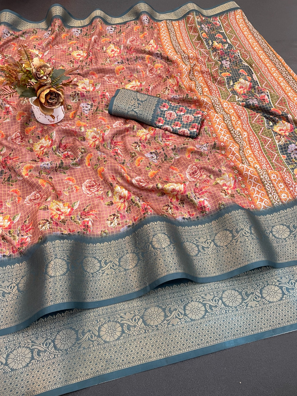 Darji Cotton Linen Digital Printed Silk Saree