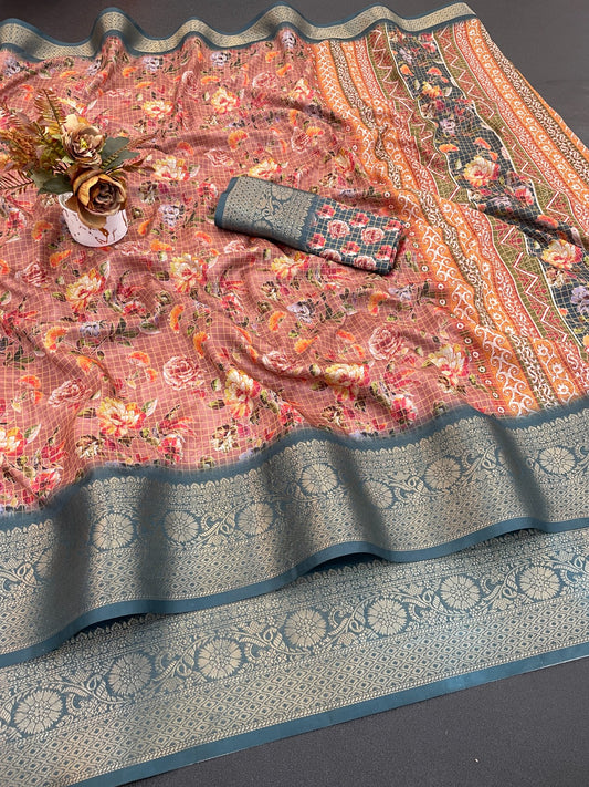Darji Cotton Linen Digital Printed Silk Saree