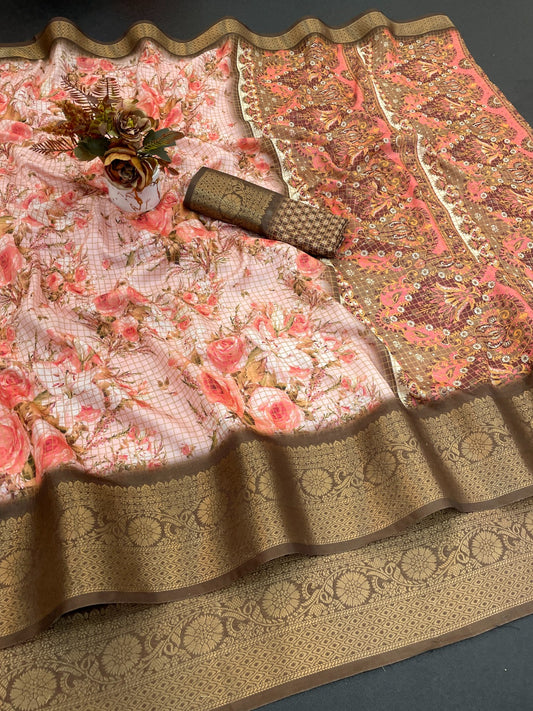 JACURD DOLA PRINT CHEX SAREE COTTAN SILK NEW PRINT DESIGN