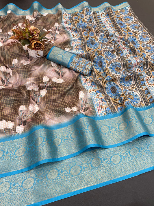 JACURD DOLA PRINT CHEX SAREE COTTAN SILK NEW PRINT DESIGN