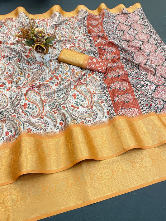 JACURD DOLA PRINT CHEX SAREE COTTAN SILK NEW PRINT DESIGN