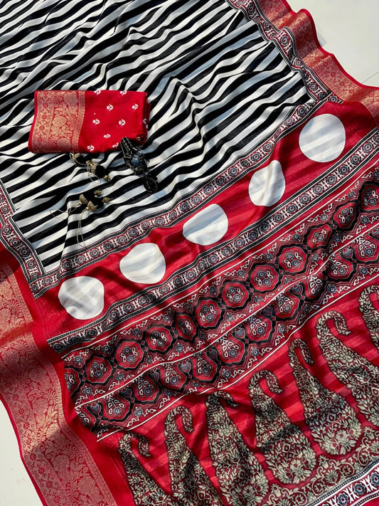 Dola Silk Saree With Jacquard Gap Bodar desgin print